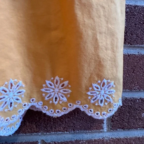 J. Crew Embroidered Scalloped Tiered Midi Dress 0 Marigold - Picture 12 of 14
